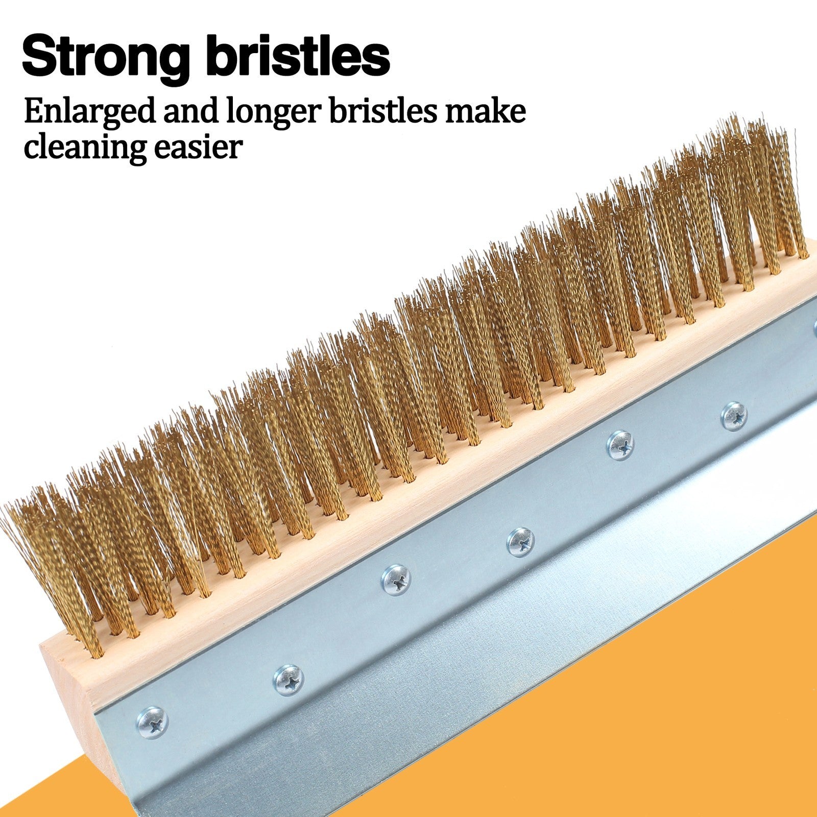 1.6m Top Quality Pizza Oven Brush &Steel Handle Brass Bristles & Steel Scraper