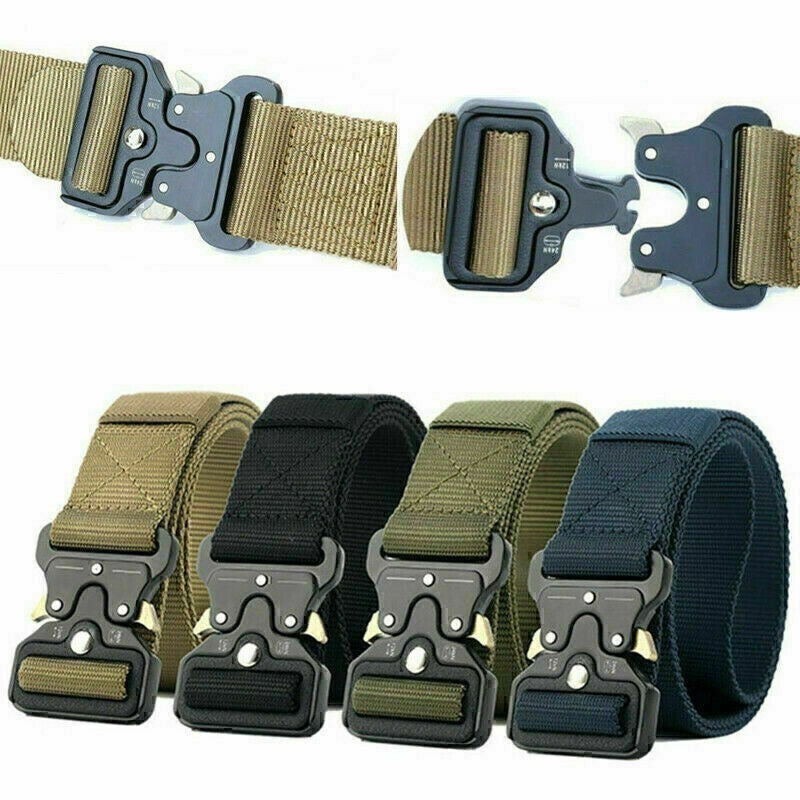 Men Quick Release Tactical Belt Black Webbing Nylon Work Military Waistbelt Gift
