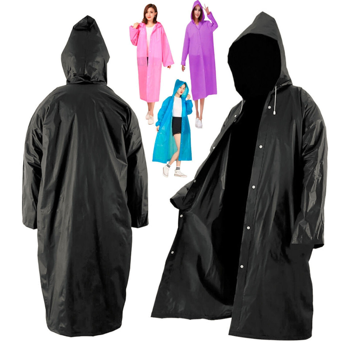 Raincoat Waterproof Poncho Reusable Plastic Adult Camping Festival Rain Coat
