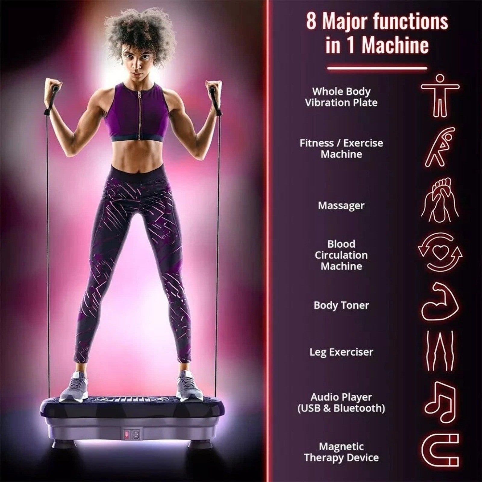 Vibration Plate Body Shaker Massage Fitness Machine Oscillating Power 3D Silent
