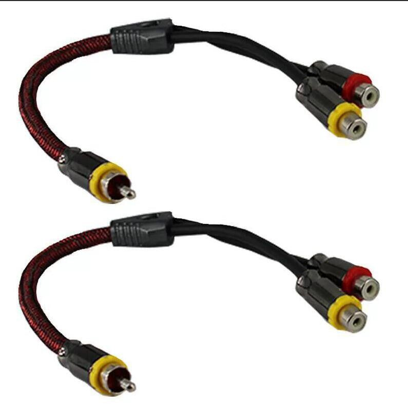 1 Male to 2 x Female PRO 20cm RCA PHONO Y SPLITTER CABLE *2