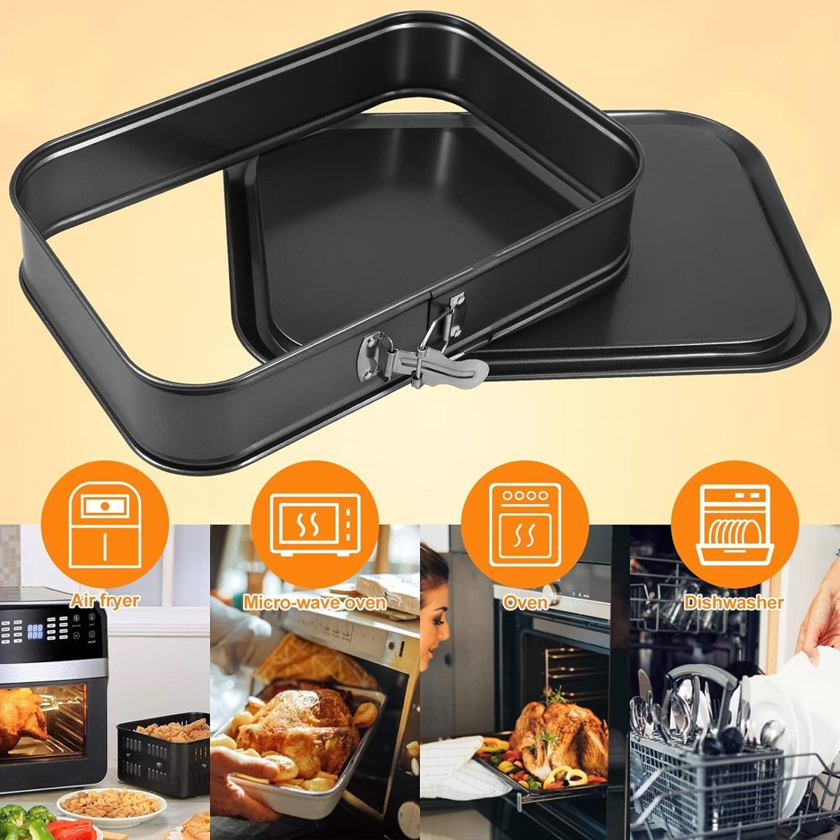 Cake Tin 39 x 28 cm Rectangular Non Stick Spring Form Baking Bake Tray Bakeware