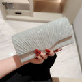 Sequins Clutch Bag Gold Silver Satin Clutches Luxury Purse  Banquet
