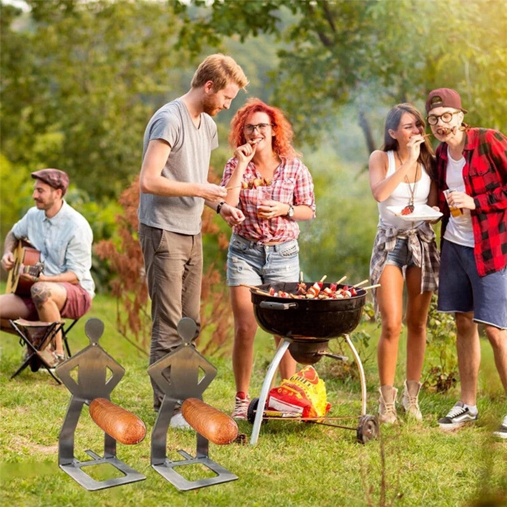 Funny 2-4PCS Hot Dog Holder Grill Rack Men Figure Rack Stands Foldable Roaster