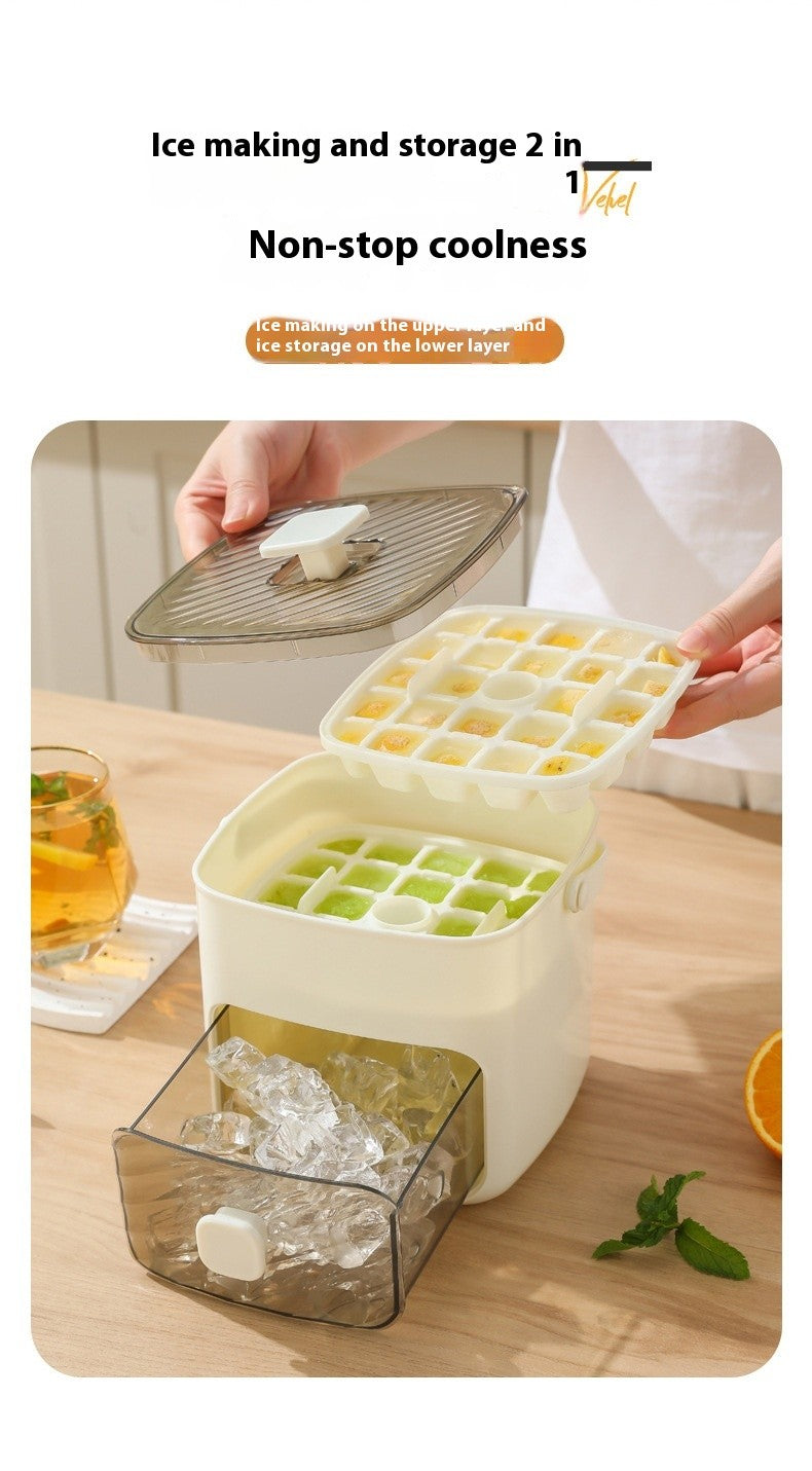 Press Type Ice Cube Tray Ice Making Box Large Capacity Easy Release with Handle