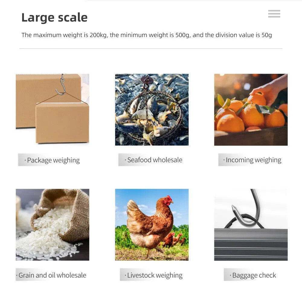 200kg Digital Hanging Scale – Mini Portable Electronic Hook Crane Scale w/ LCD