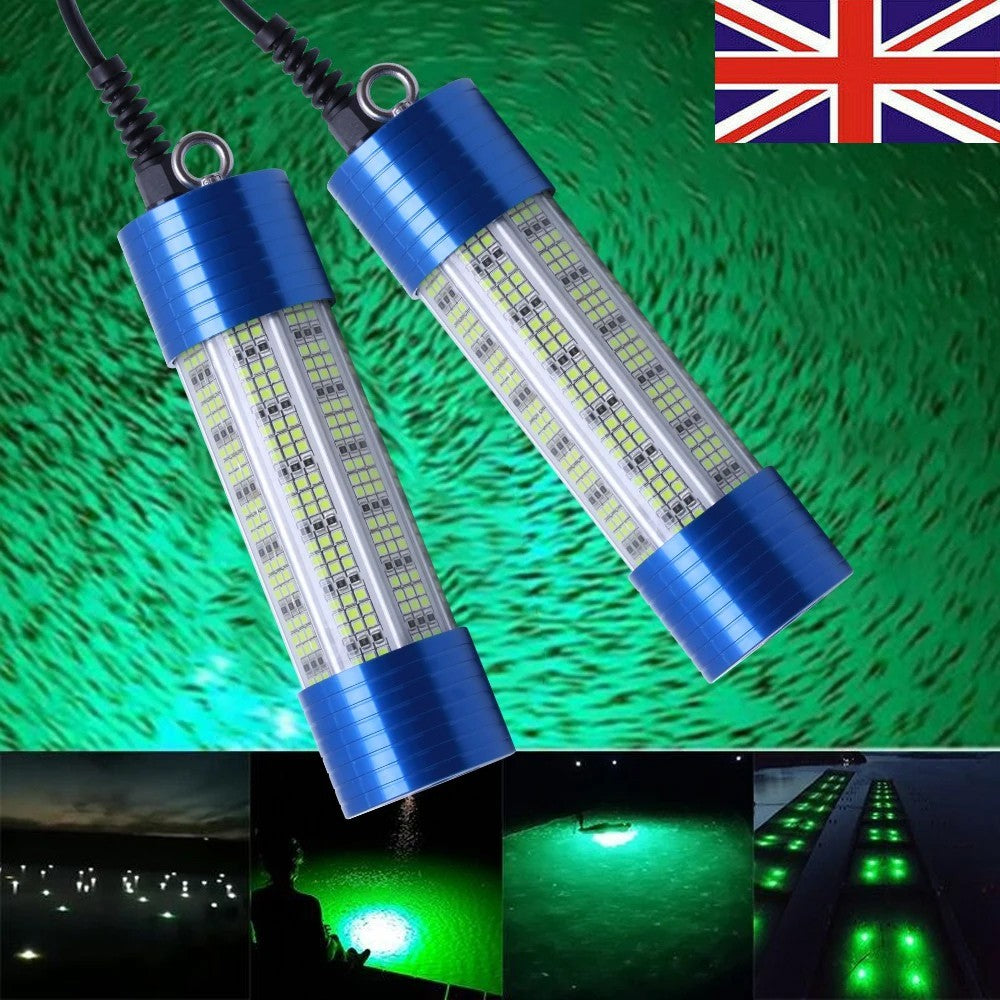 1PC Underwater Fishing Light DC12V 150W Green Blue LED Lure Bait Finder Lamp UK