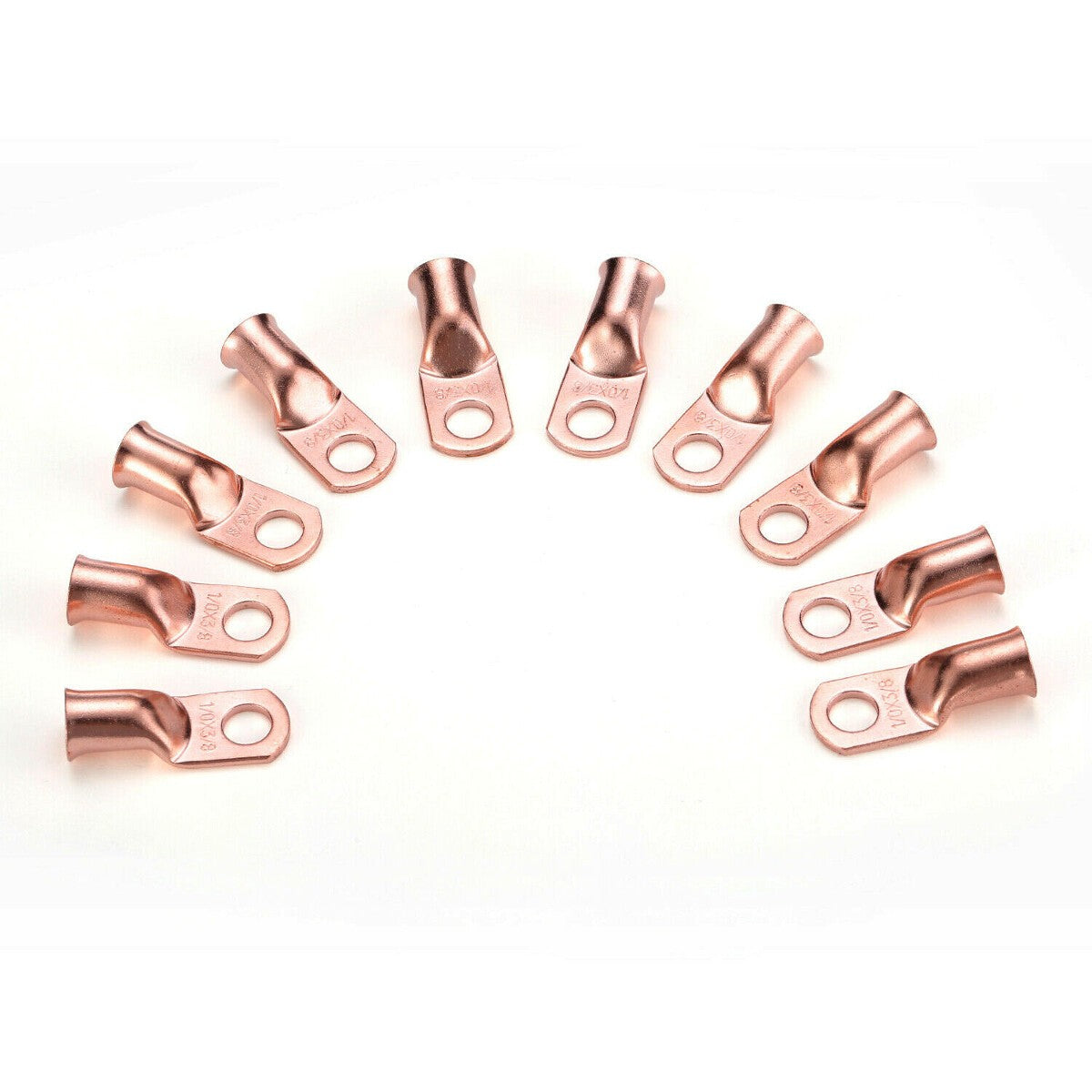 10pcs 1/0 AWG Gauge Copper Lugs w/ RED & BLACK Heat Shrink Ring Terminals