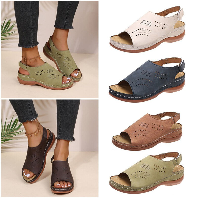 Womens Ladies Casual Comfy Sandals Low Wedge Shoes Mules Flat Flip Flops UK