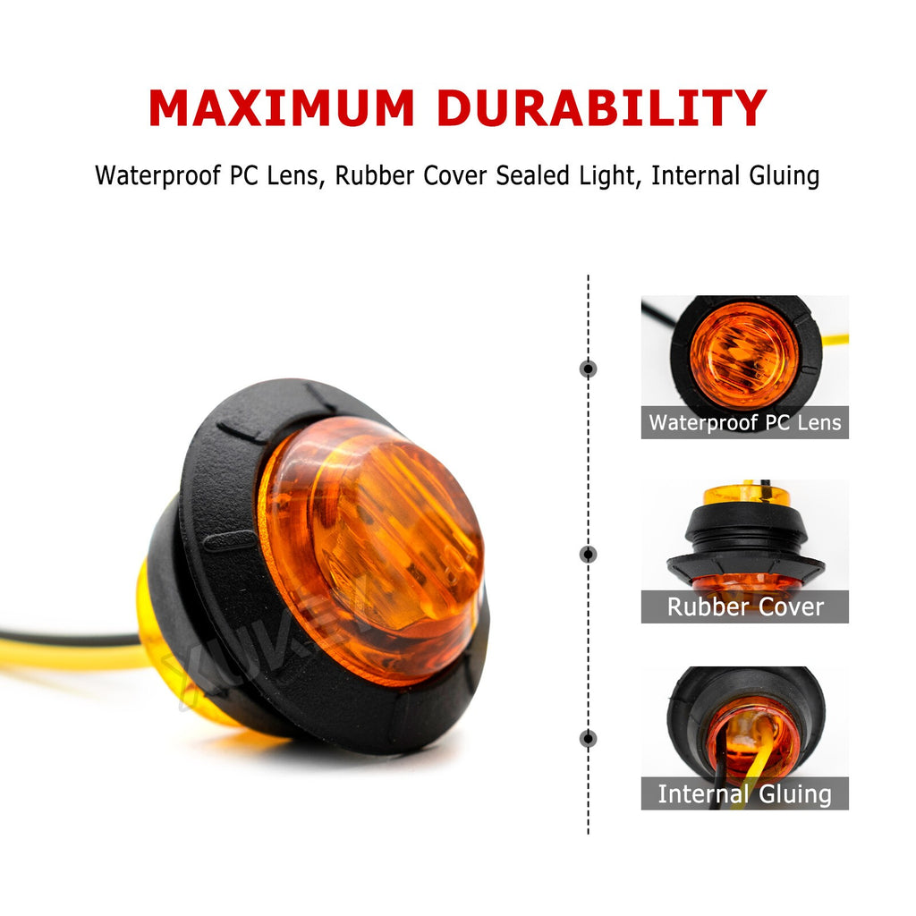 10x 12V/24V LED SIDE MARKER LIGHT INDICATOR LAMP AMBER BUS TRUCK LORRY Trailer