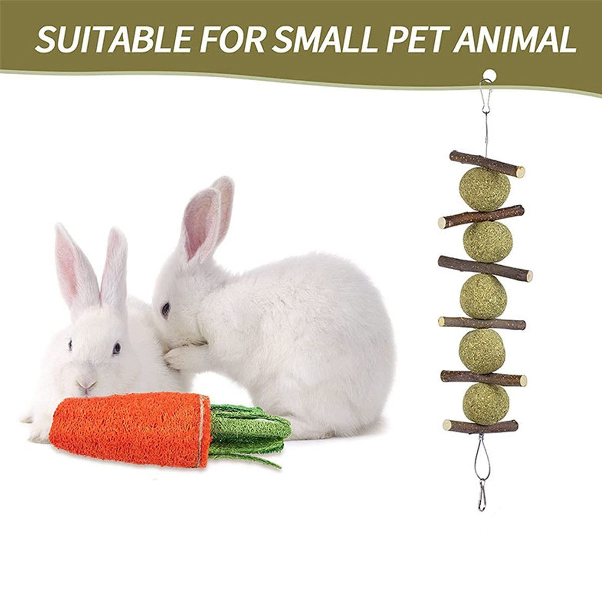 16Pcs Chew Toys Set for Small Animal Rabbit Teeth Care and Exercise Natural Wood