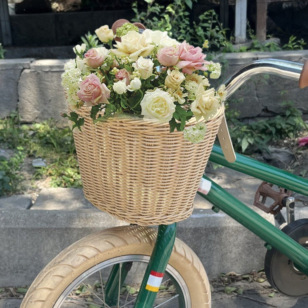 Rattan Bicycle Front Basket Handwoven Kids Adult Bike Handlebar Carrier Bags UK