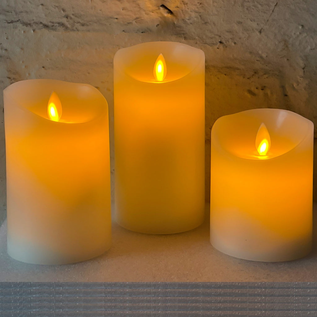 3Set Flickering LED Candles Real Wax Battery Powered Lights Remote Control Lamps