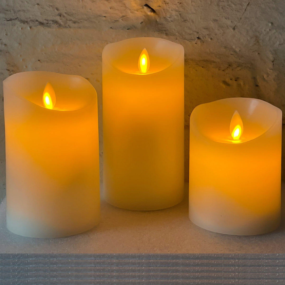 3Set Flickering LED Candles Real Wax Battery Powered Lights Remote Control Lamps