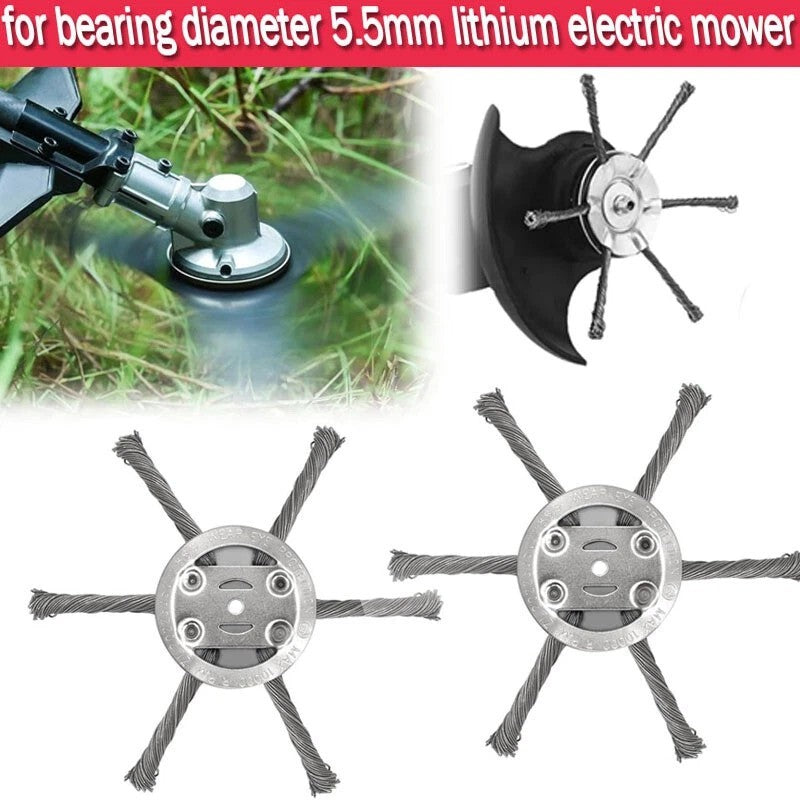 2XGrass Strimmer Head Trimmer Brush Steel Wire Wheel Garden Weed Blade Accessory