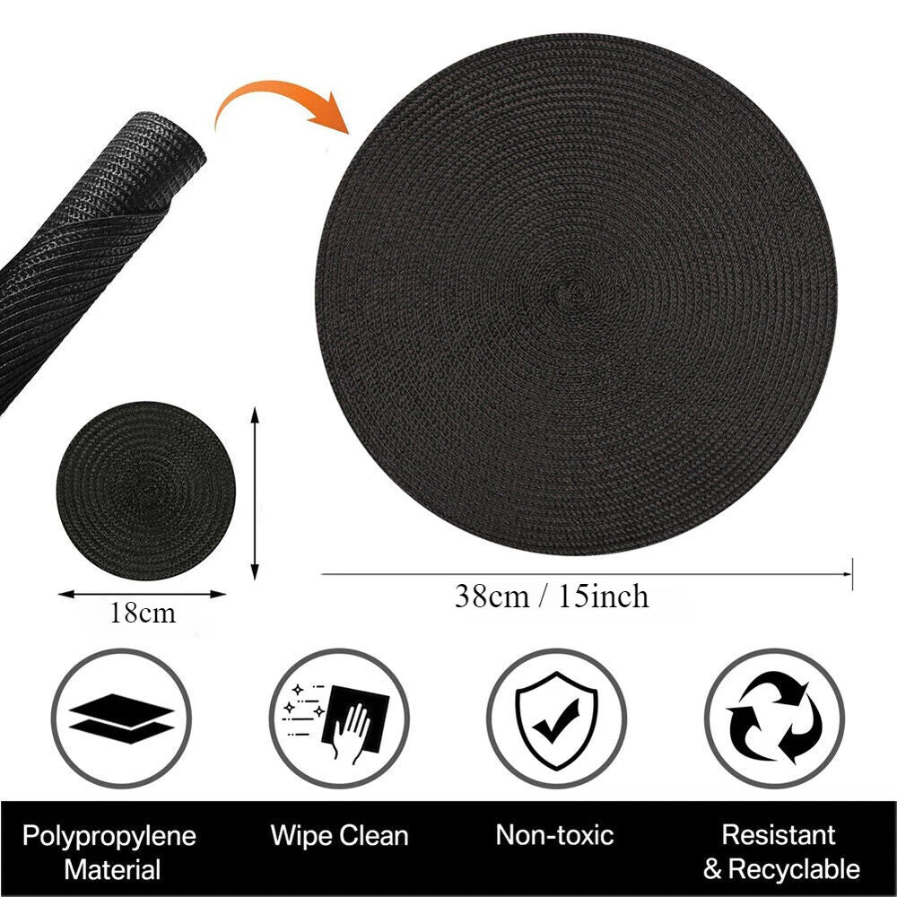 6pc Round Slip Place Mats Woven Placemats*