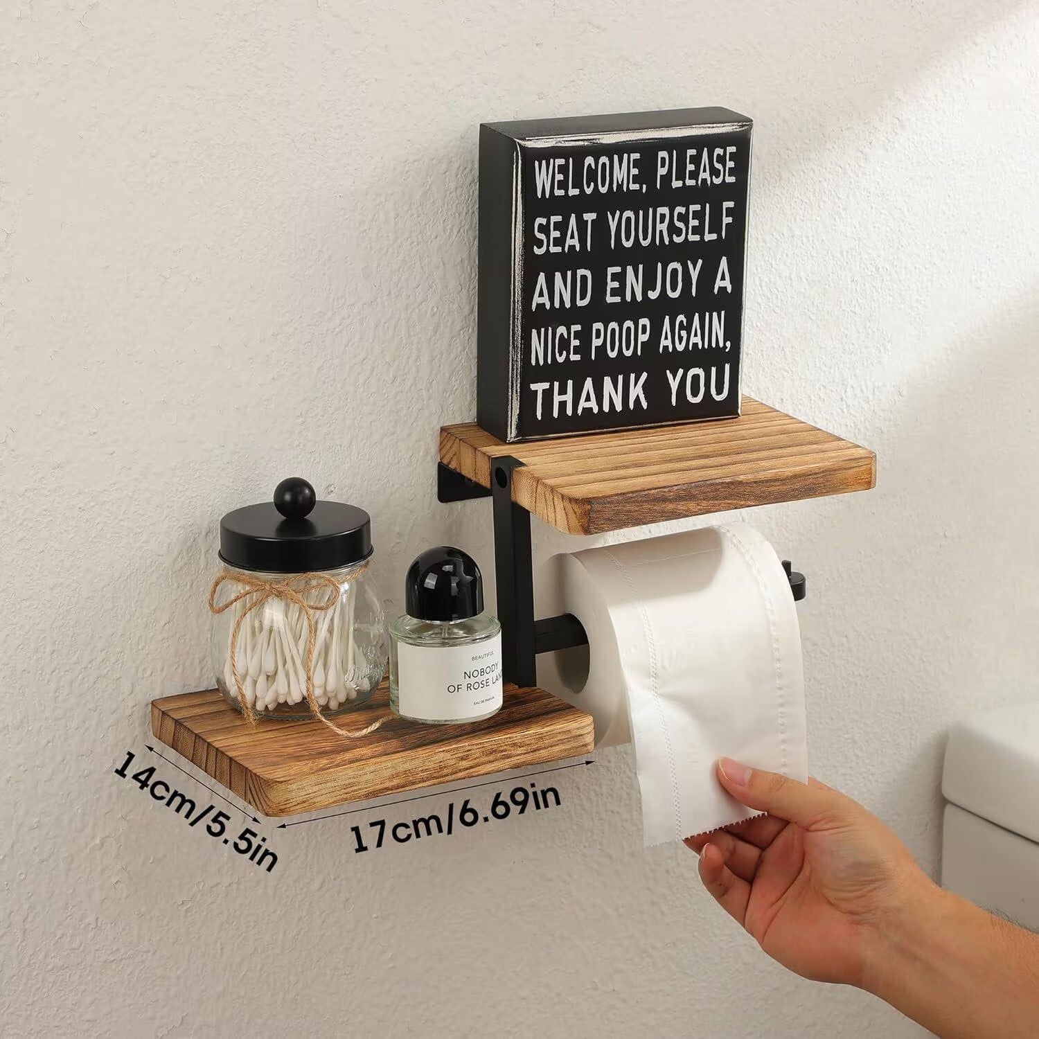 Toilet Roll Holder Toilet Paper Holder Wall Mounted with Shelves for Storage UK