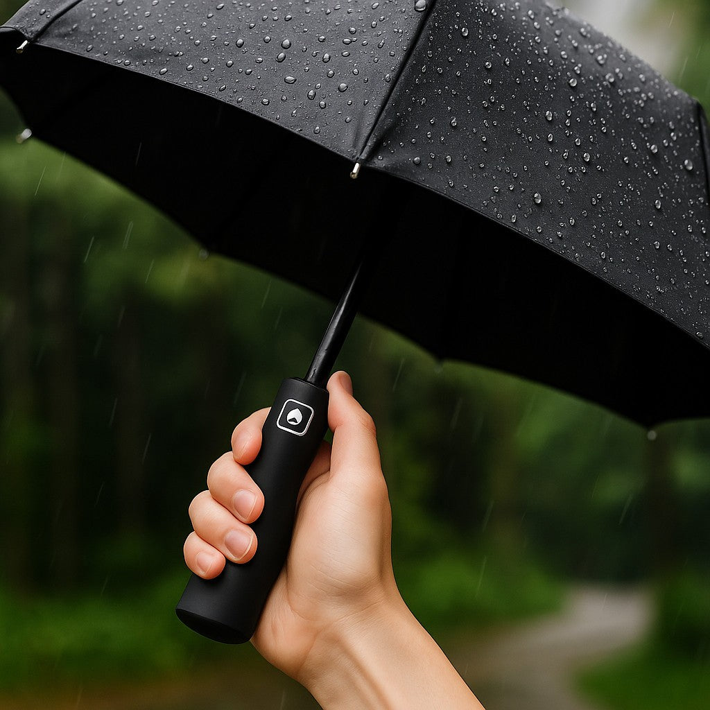 Sun Protection Umbrella with LED Flashlight - Automatic Folding & Waterproof