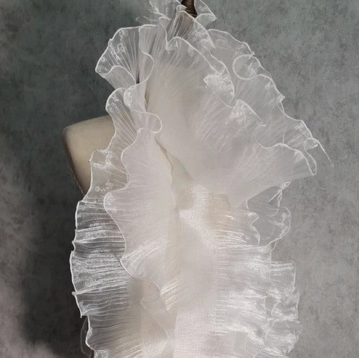 3 M Tulle Fabric Ruffle Pleated Trim Material for Wedding Dress Decor DIY