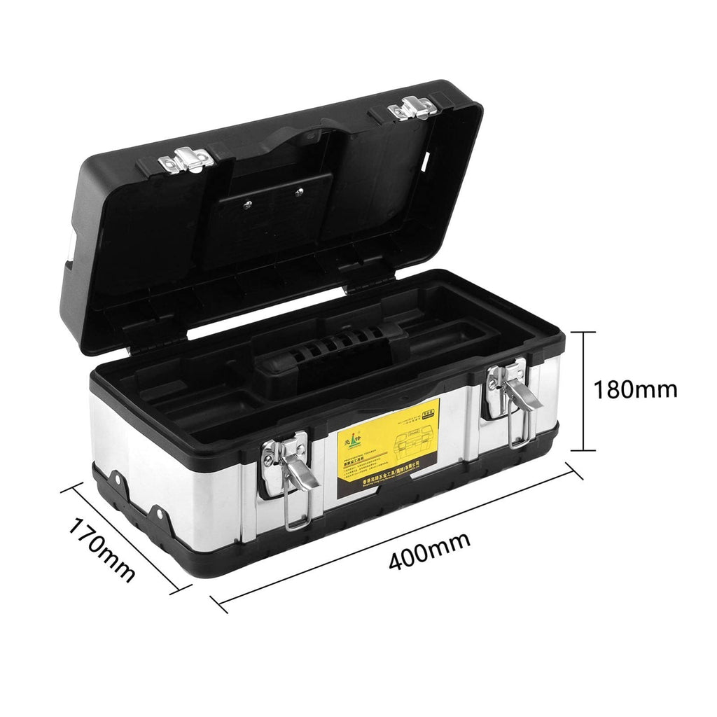Stainless Steel Chest Storage Case + Removable Tray Heavy Duty Tool Box