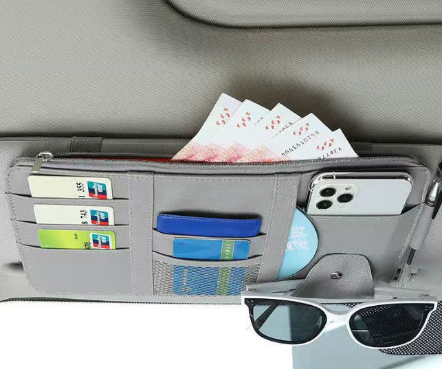 Car Sun Visor Organizer Auto Pen Business Card Holder CD Storage Box Bag Black