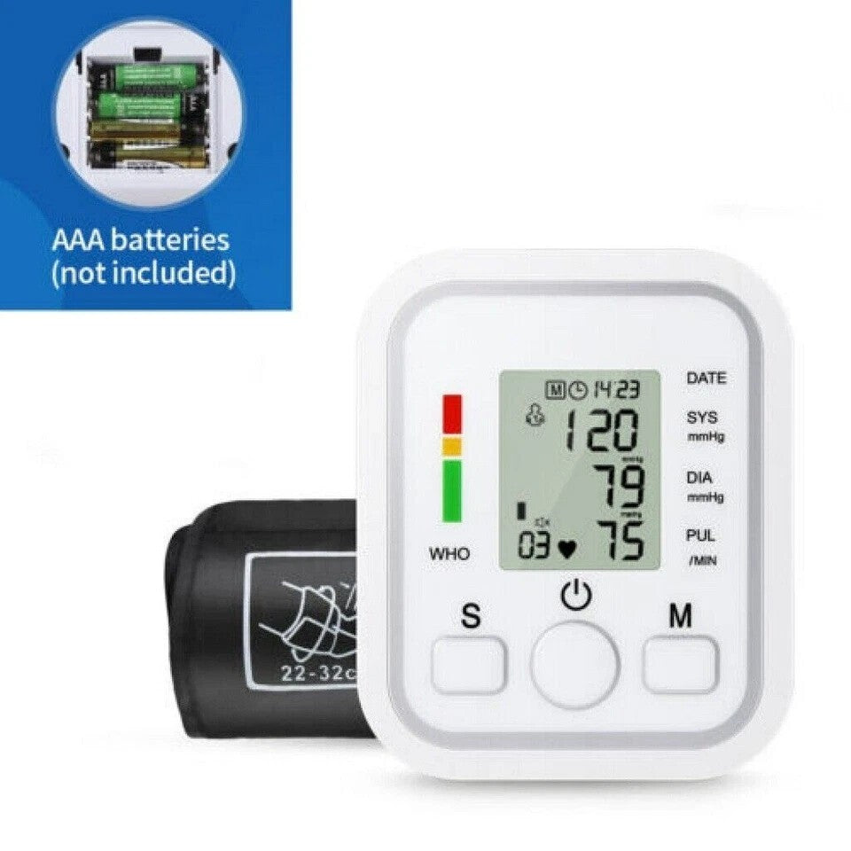 Automatic Digital Arm Blood Pressure Monitor Heart Rate Machine Meter BP Cuff