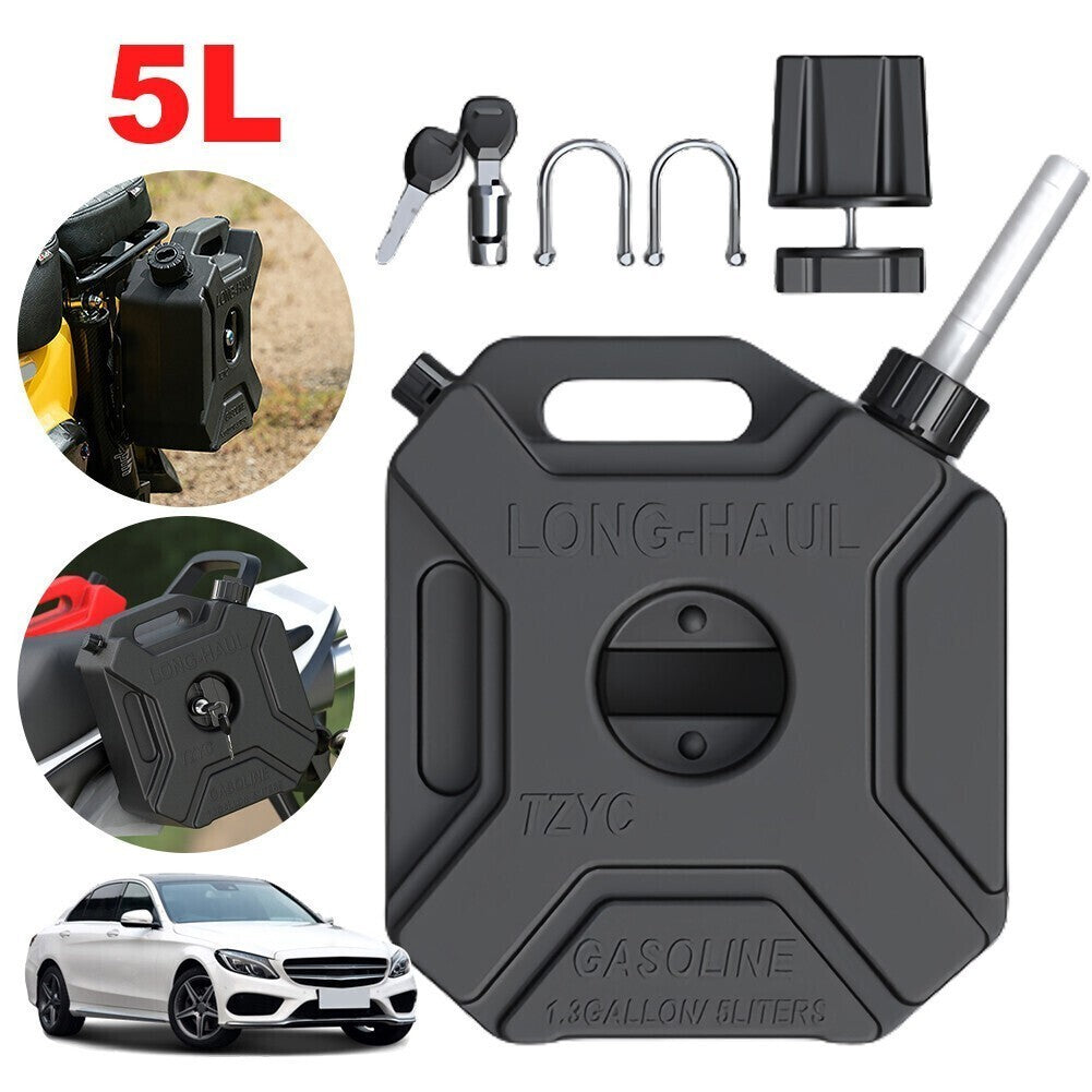 Black 5L Gas Fuel Tank Motorcycle Gas Can Gas Spare Container