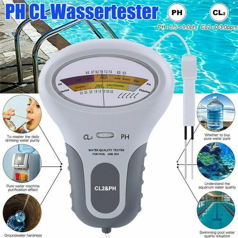 Swimming Pool Chlorine PH/CL2 Water Quality Tester Digital Monitor Spa Hot Tub