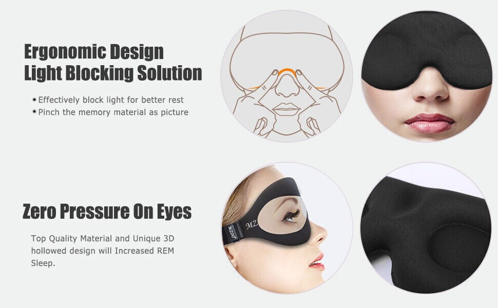 NEW Sleep Eye Mask 3D Contoured Cup Sleeping Mask & Blindfold Block Out Lig UK