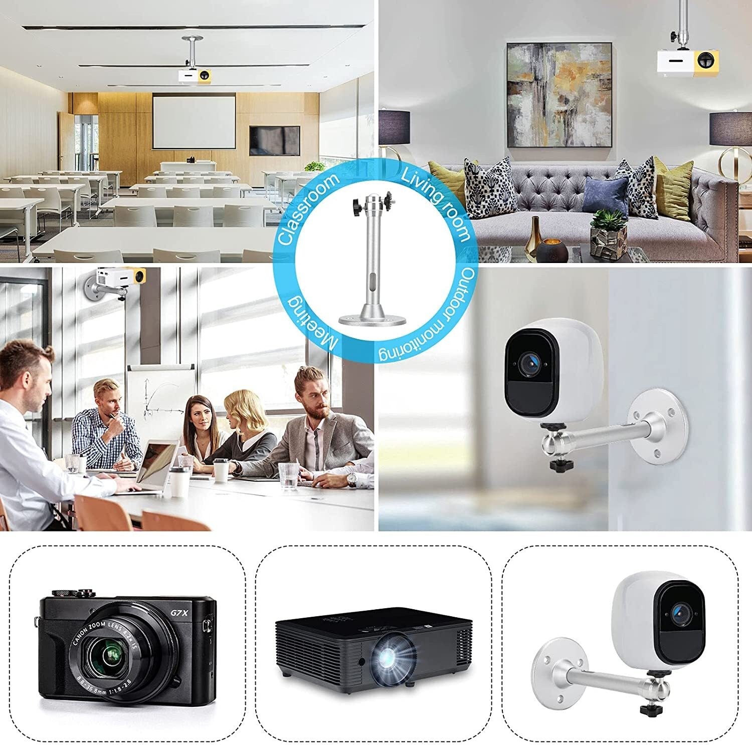 Universal Wall Ceiling LCD DLP Mini Projector Bracket 360° Swivel Mount Holder