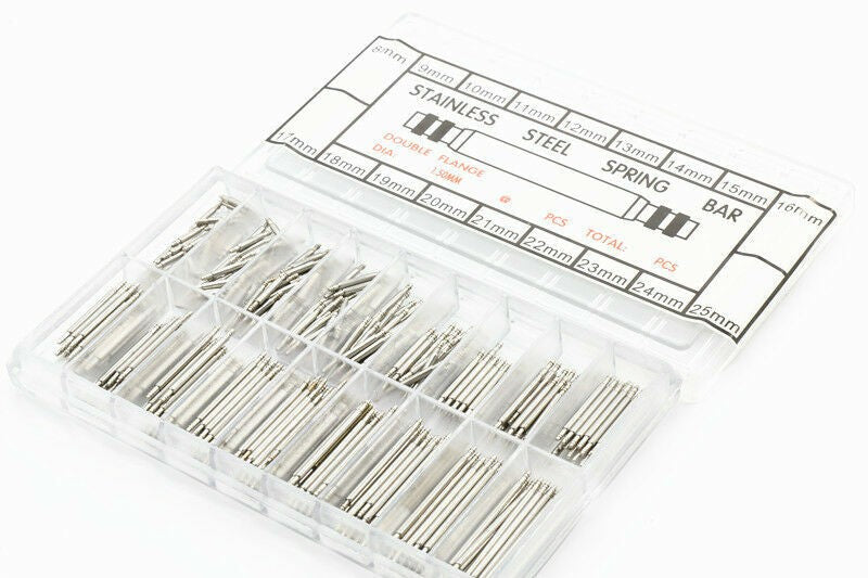 360PCS Watch Band Strap Spring Bars Stainless Steel Link Pins Repair Tool 8-25mm