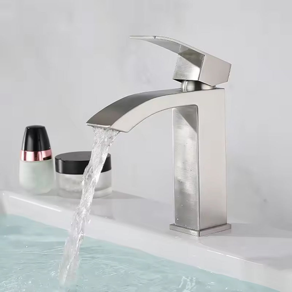 Waterfall Bathroom Sink Tap Cloakroom Basin Mixer Chrome Mono Faucet + Waste Set