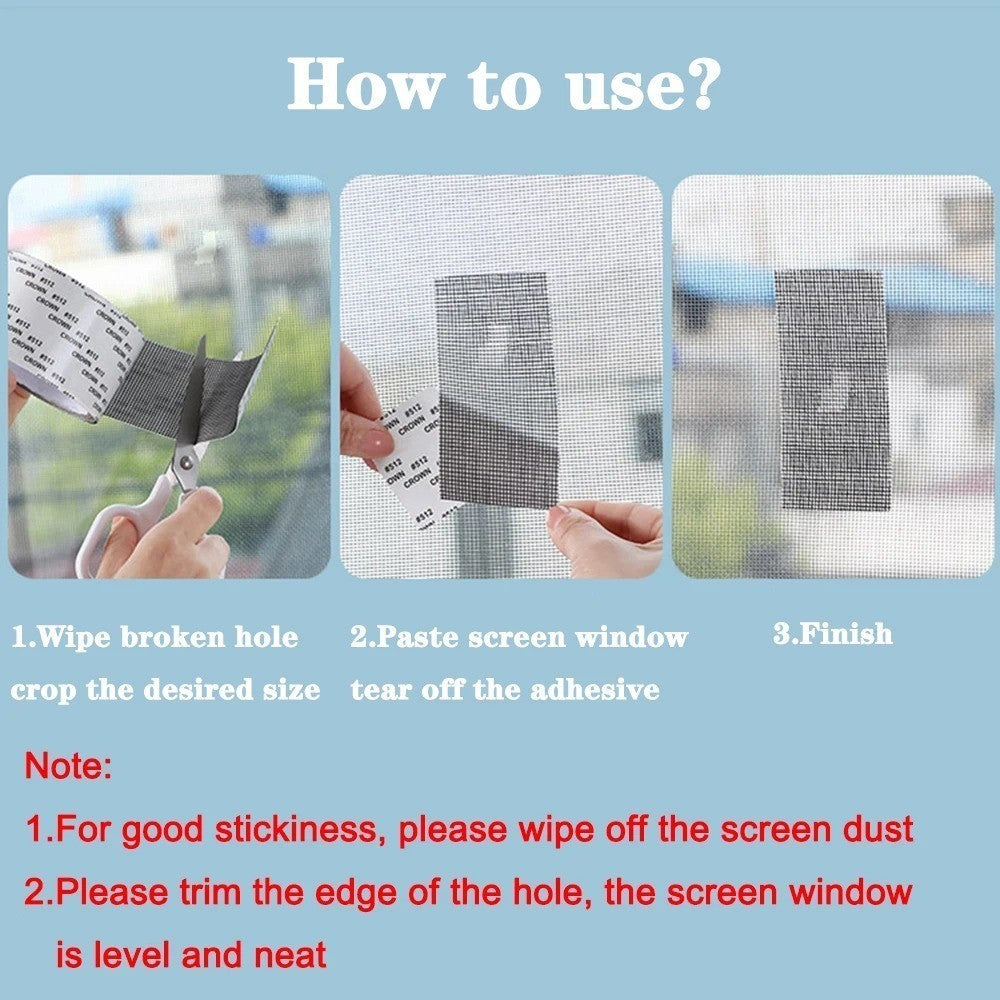 Waterproof Window Screen Repair Tape | Anti-Mosquito Self-Adhesive Mesh Patch