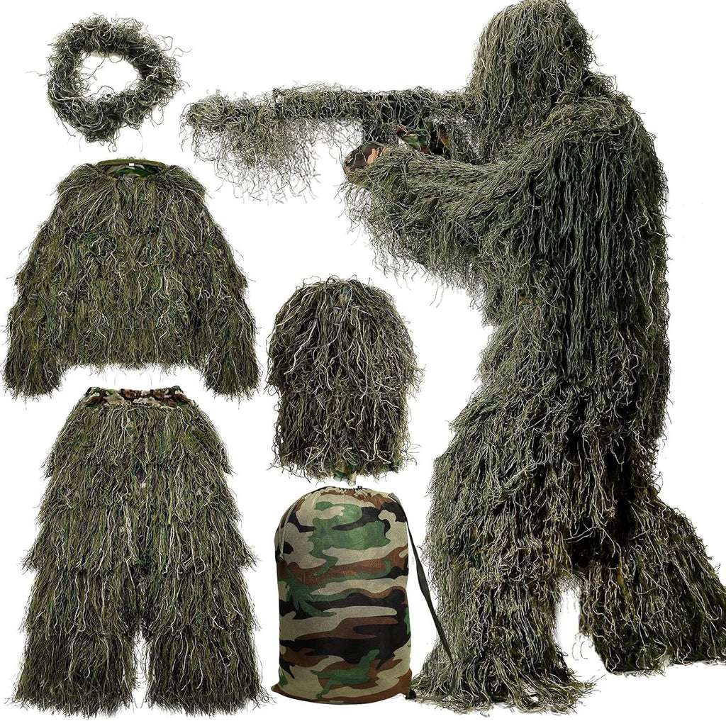 Multi-Scenario Woodland Camouflage Ghillie Suit – Adult Hunting Camouflage Gear