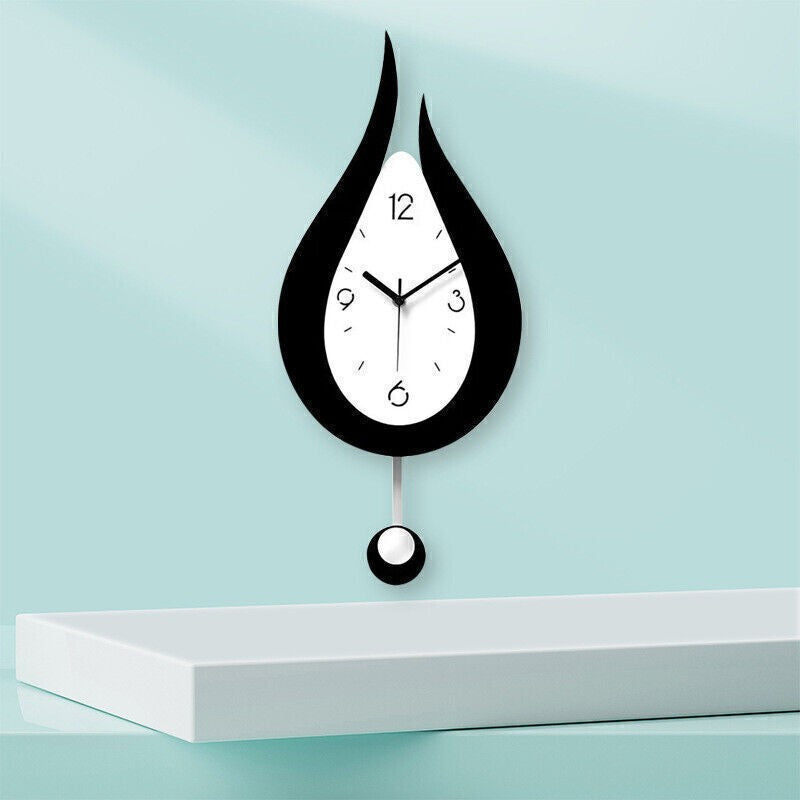 Modern Pendulum Waterdrop Wall Clock Wall Hanging Silent Clock Home Deco Acrylic