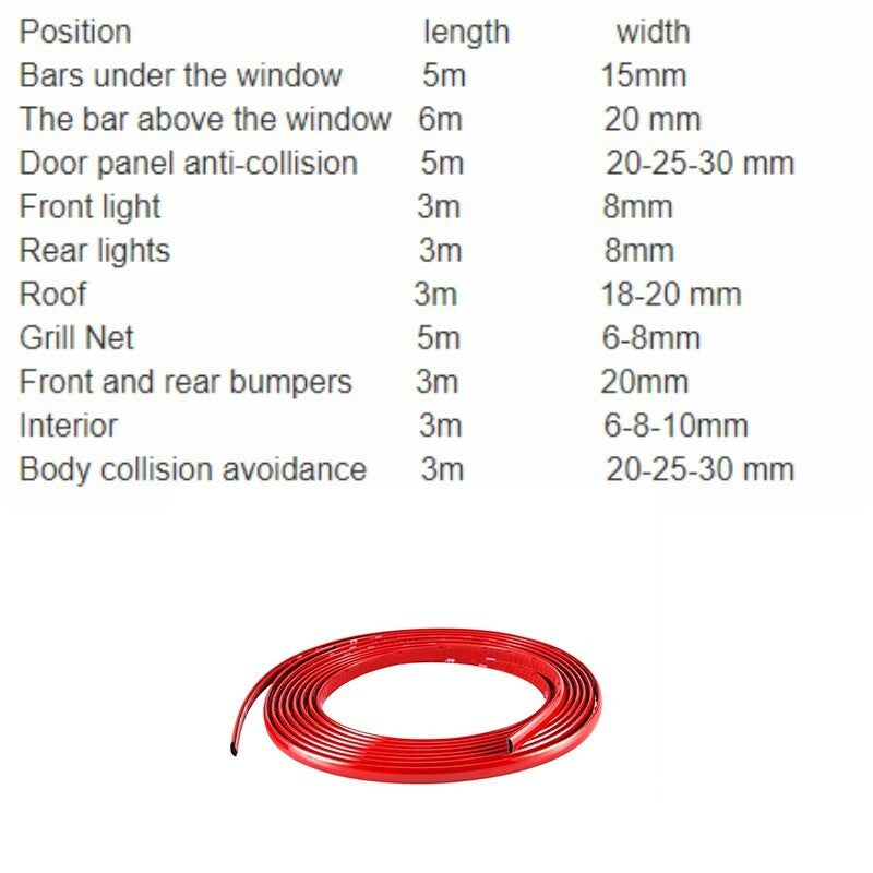 Self-adhesive PVC Anti-scratch Car Door Bumper Trim Strip 3M 5M Body Mould Tape