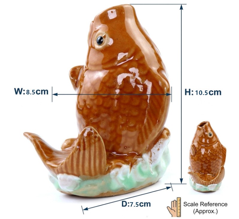 Fountain Spitter,Ceramic Carp Statue Traditional Style Fountain Spitter and Home