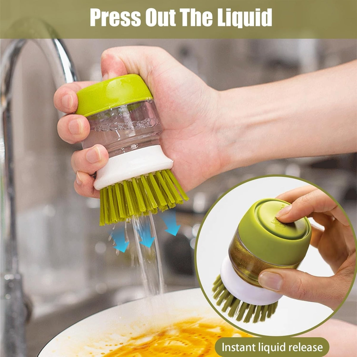 Soap Dispenser Dish Brush Palm Brush Scrub Brush Equipped With Storage...