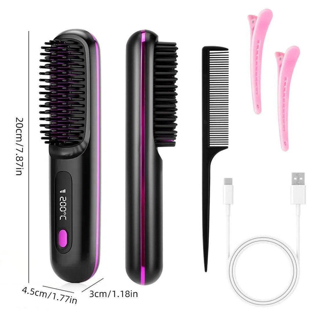Portable Hair Straightener Brush Antiscald Hair Cordless Hair Straightener Brush