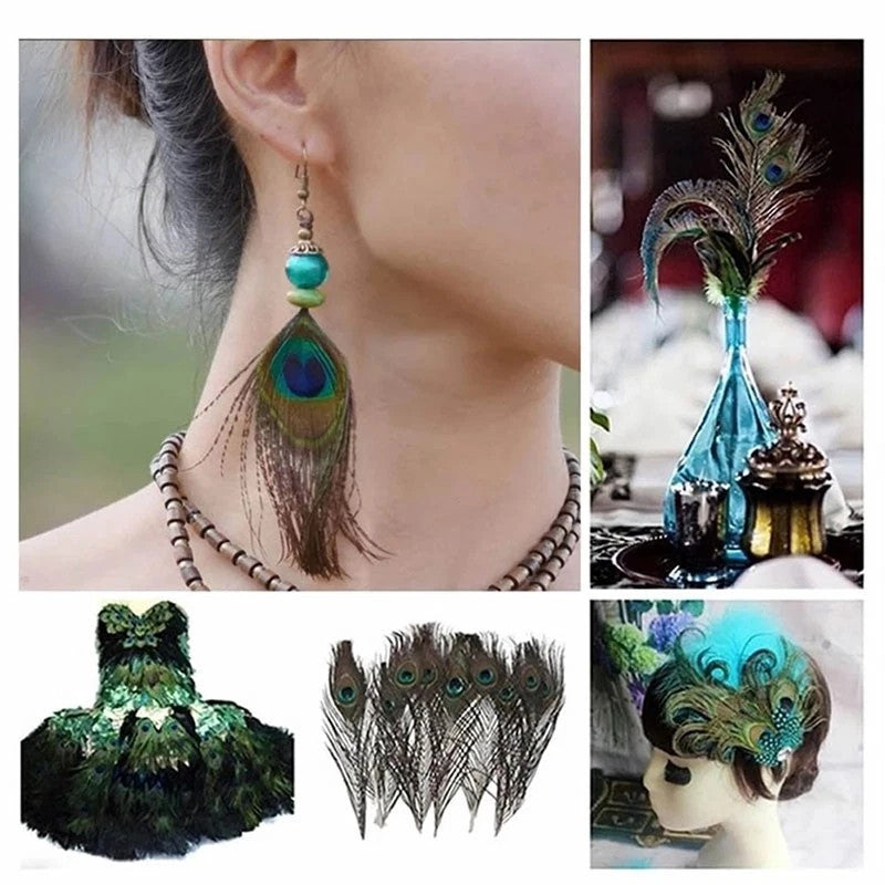 20X Natural Peacock Feathers Real Peacock Tail Feathers 25-30CM Feathers Decors