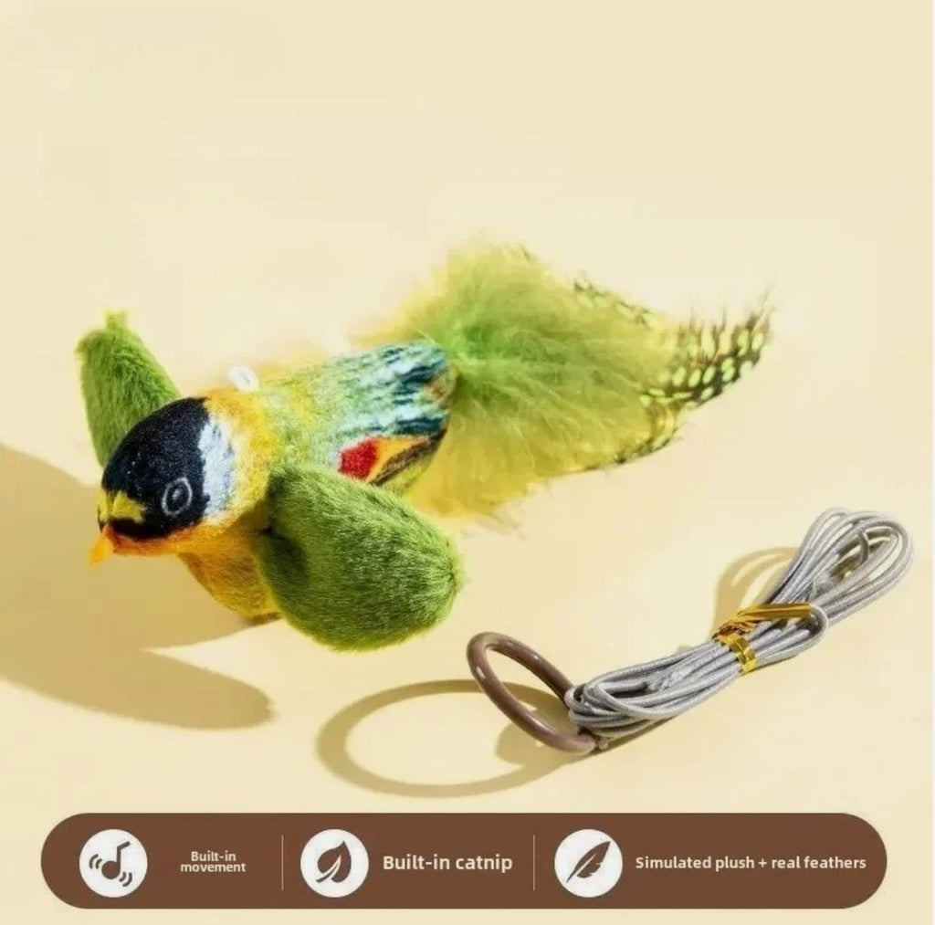 Interactive Hanging Bird Cat Toy – Catnip Teaser Toy with Sound Indoor Fun