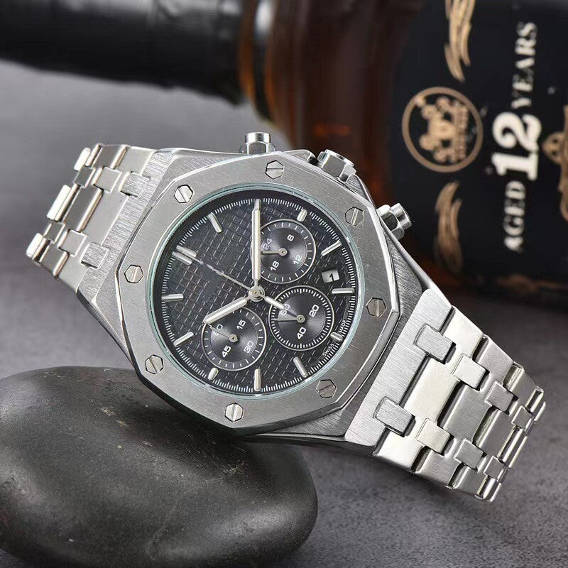 Classic Oak Six-Pin Multifunctional Luminous Calendar Men's Quartz Watch.*