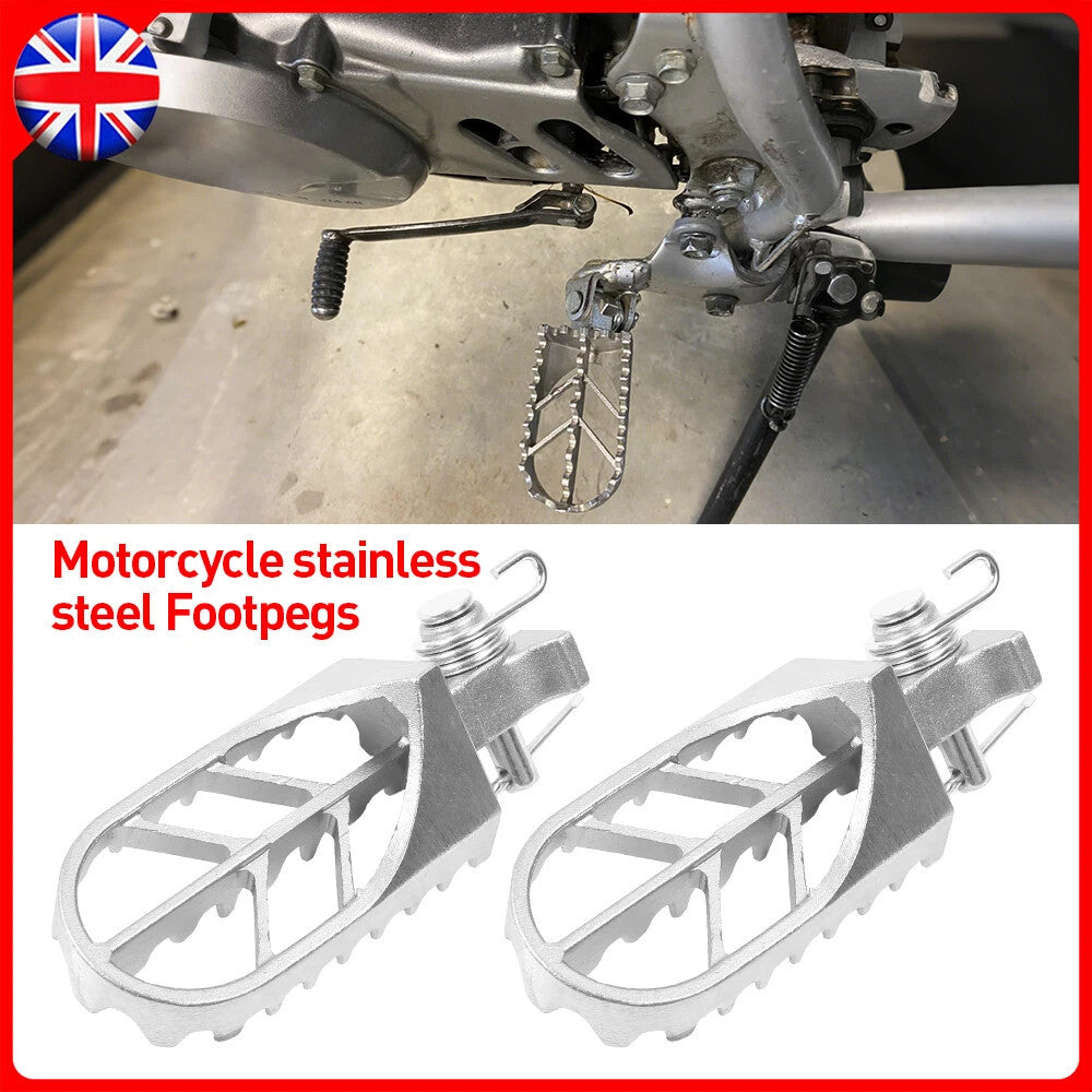 New 1 Pair Stainless Steel Wide Fat Motorcycle Front Foot Peg FootPegs Footrest