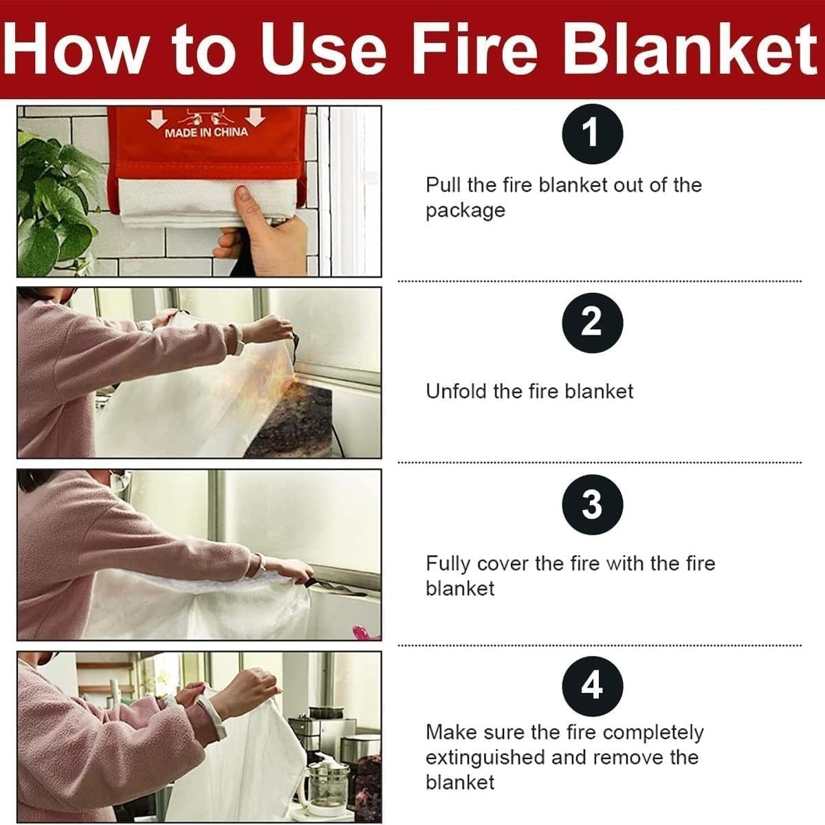 4X Large Fire Blanket – Quick-Release Safety Cover for Kitchen, Home & Workplace