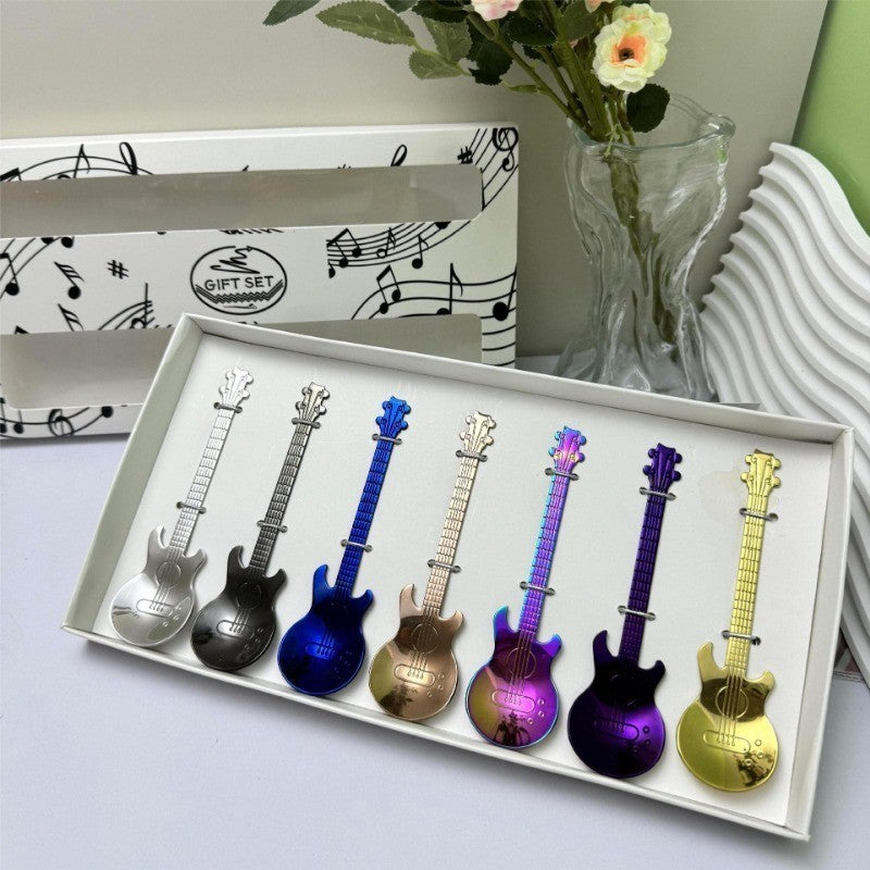 Guitar Coffee Teaspoons, 7pcs Stainless Steel, Cute Tea Spoons UK