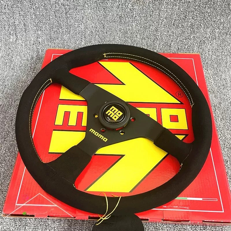 MOMO BLACK EDITION 350mm/14inch MOD07 Flat bracket Suede Steering Wheel