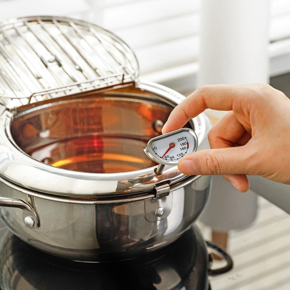 Stainless Steel Japanese Tempura Deep Fryer Pan Kitchen Cooking Utensil