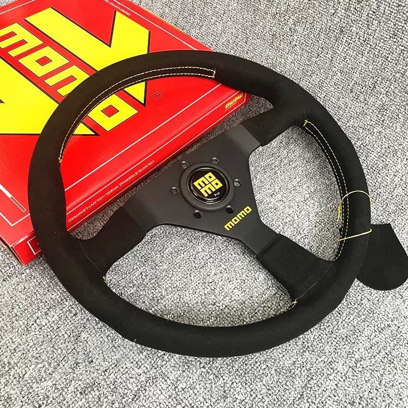 MOMO BLACK EDITION 350mm/14inch MOD07 Flat bracket Suede Steering Wheel