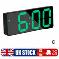 Digital LED Desk Alarm Clock Large Mirror Display USB Snooze Temperature Mode UK