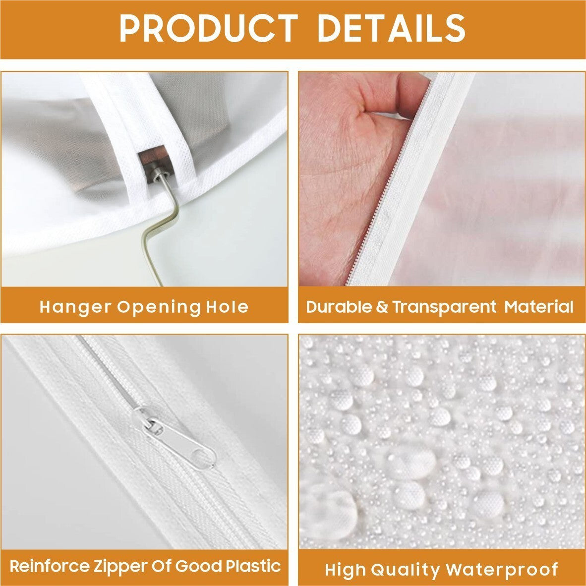 10PCS Clear Polythene Garment Covers Suit Dress Coat Dust Protector Zip Bags UK